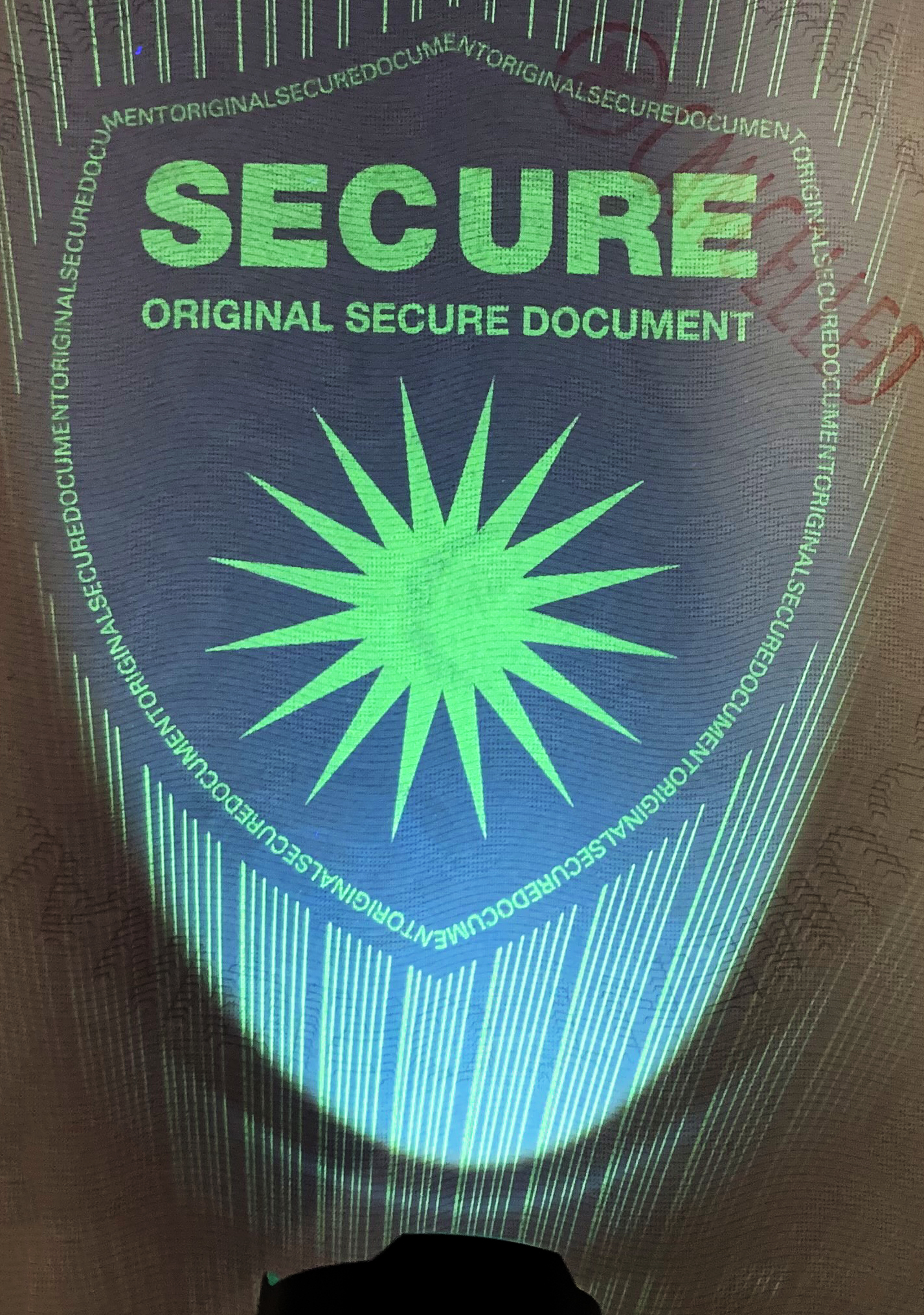 secure paper UV crest
